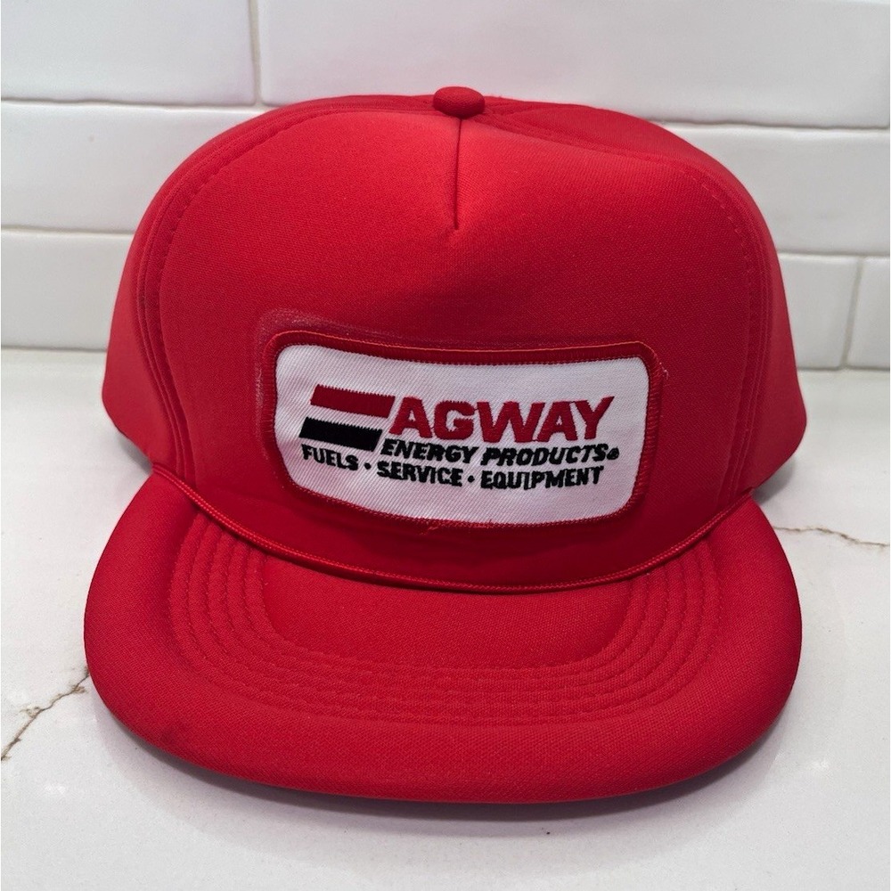Vintage Agway Energy Products Logo Red Snapback Hat Cap Adjustable Unisex VTG